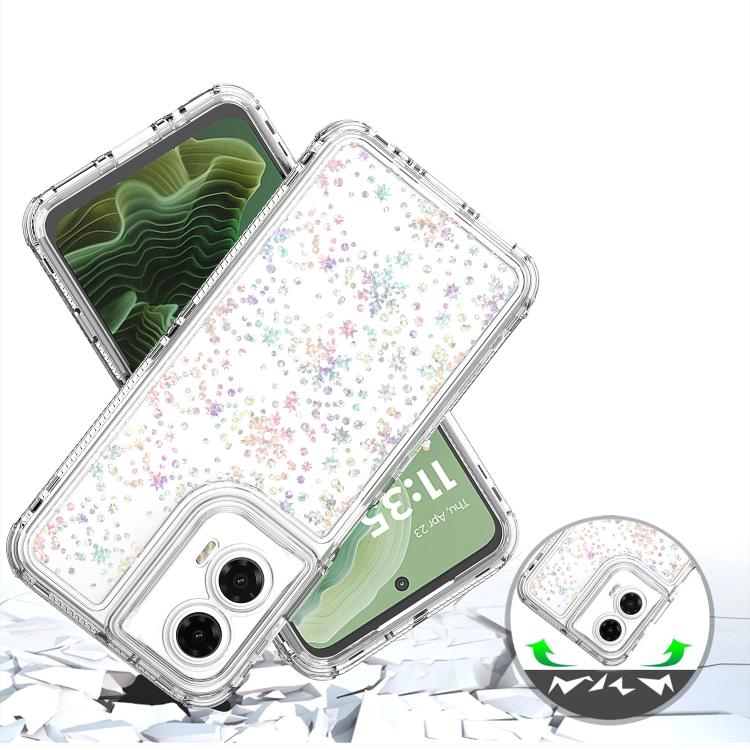 For Motorola Moto G35 5G Transparent Acrylic Laser Paper Phone Case