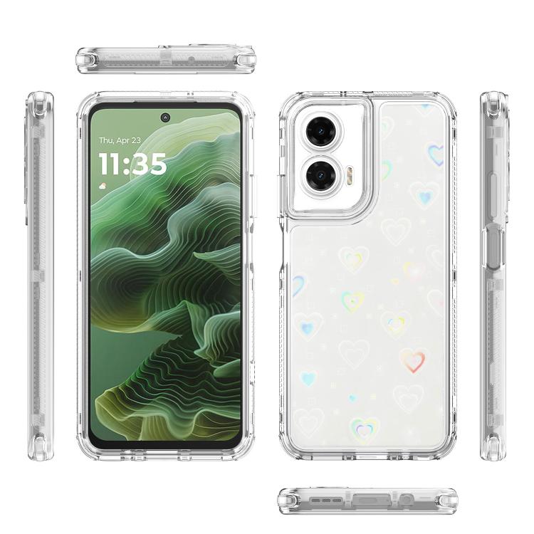 For Motorola Moto G35 5G Transparent Acrylic Laser Paper Phone Case