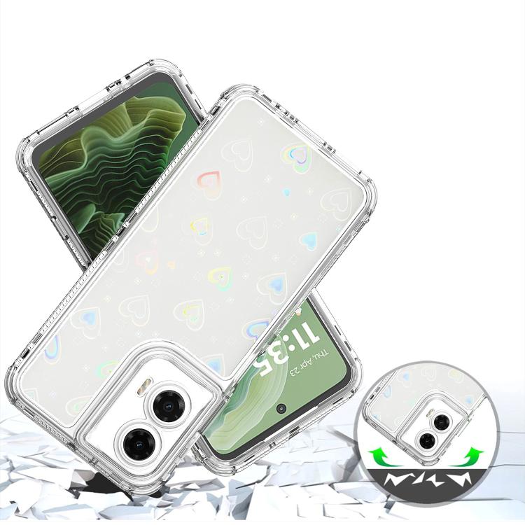 For Motorola Moto G35 5G Transparent Acrylic Laser Paper Phone Case