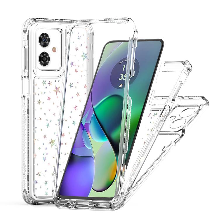 For Motorola Moto G55 / G54 5G Transparent Acrylic Laser Paper Phone Case