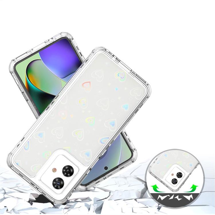 For Motorola Moto G55 / G54 5G Transparent Acrylic Laser Paper Phone Case