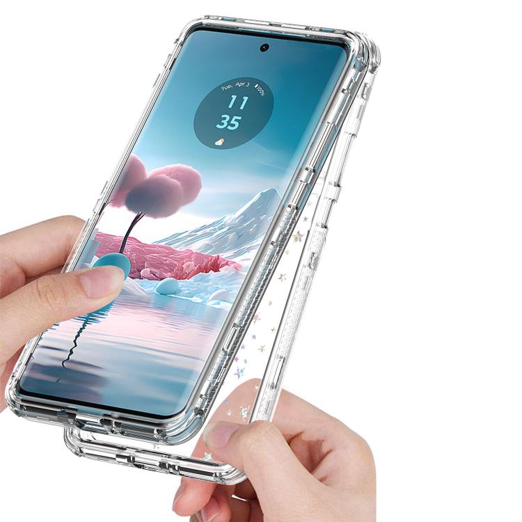 For Motorola Edge 40 Neo Transparent Acrylic Laser Paper Phone Case