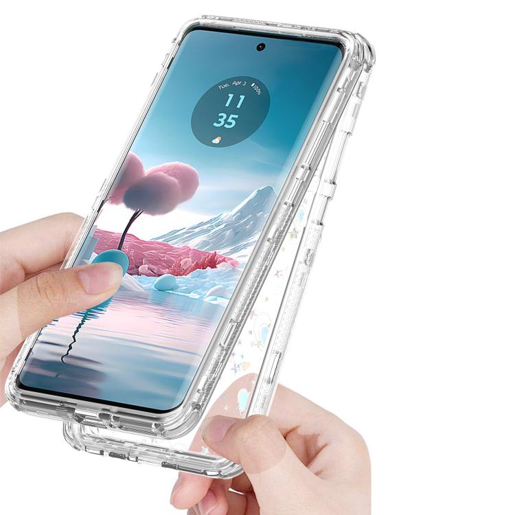 For Motorola Edge 40 Neo Transparent Acrylic Laser Paper Phone Case