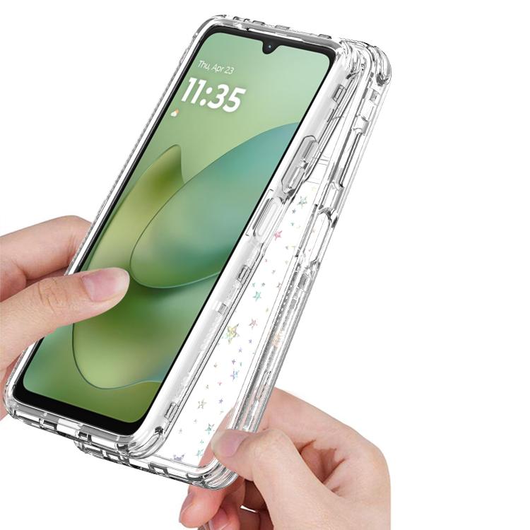 For Motorola Moto G06 4G Transparent Acrylic Laser Paper Phone Case