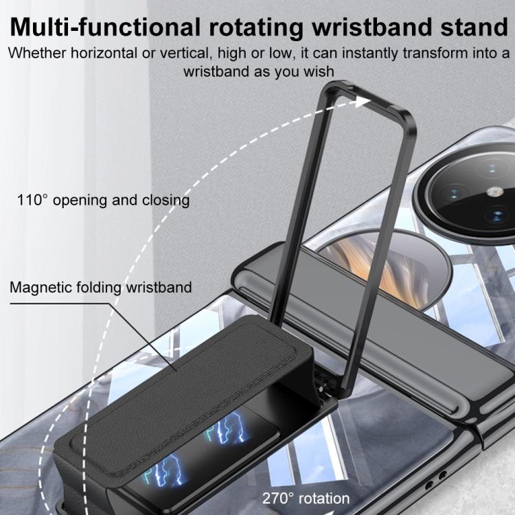 For Huawei Pura X GKK Integrated Magnetic Folding Hinge Phantom Magnetic Wristband Phone Case with Rotating Bracket