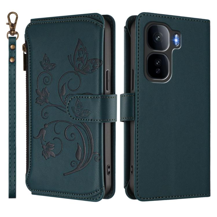 For vivo iQOO Neo 10+ Butterfly Love Flower Multi-card Zipper Wallet Leather Phone Case