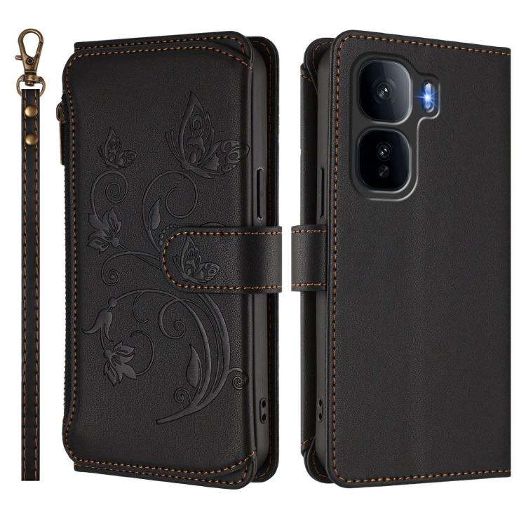 For vivo iQOO Neo 10+ Butterfly Love Flower Multi-card Zipper Wallet Leather Phone Case