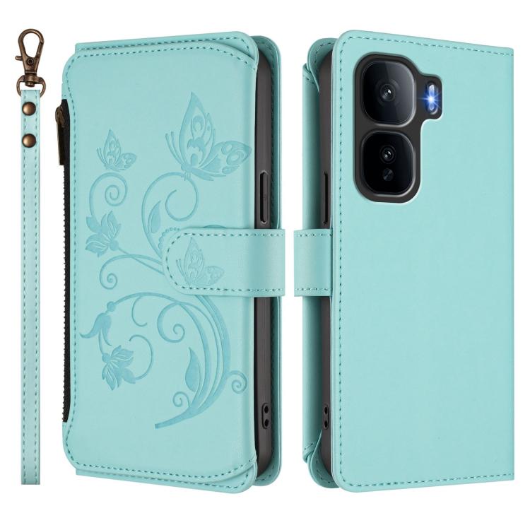 For vivo iQOO Neo 10+ Butterfly Love Flower Multi-card Zipper Wallet Leather Phone Case