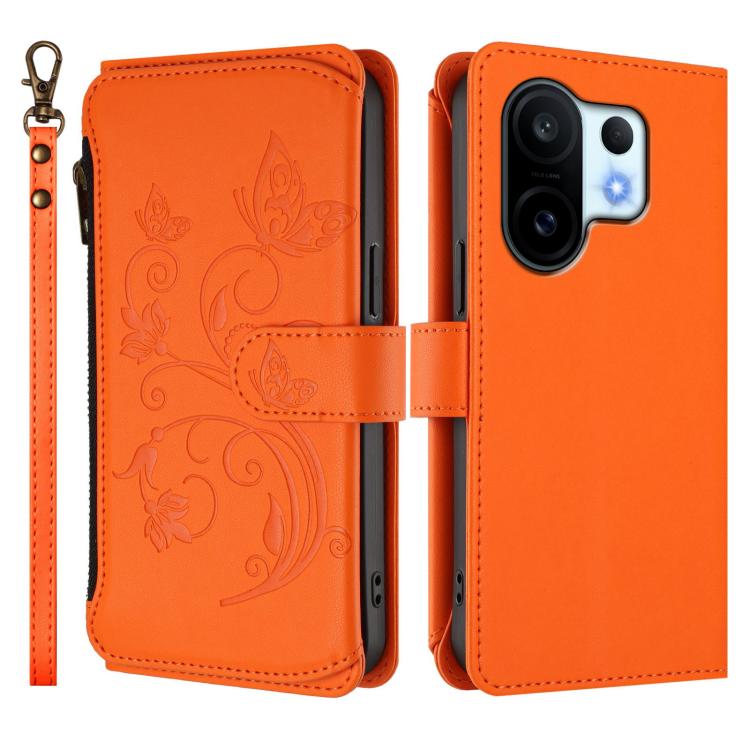For vivo S30 Pro mini Butterfly Love Flower Multi-card Zipper Wallet Leather Phone Case