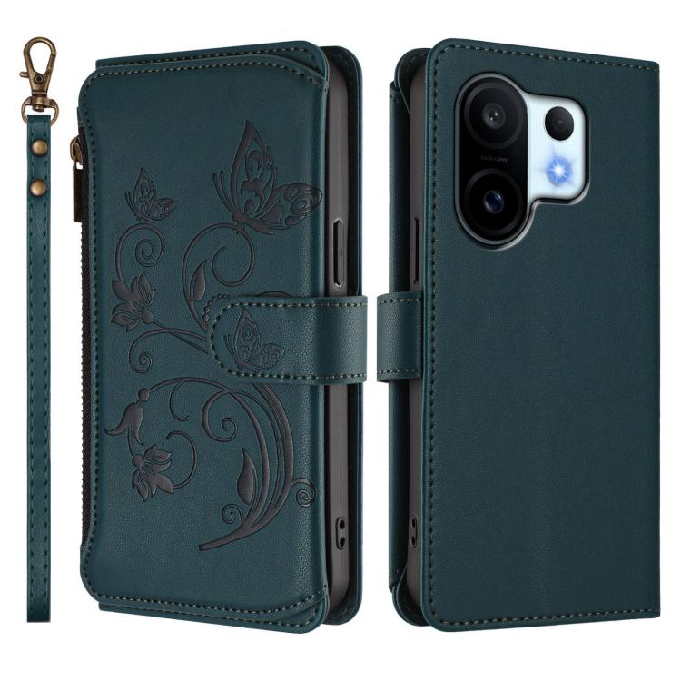 For vivo S30 Pro mini Butterfly Love Flower Multi-card Zipper Wallet Leather Phone Case
