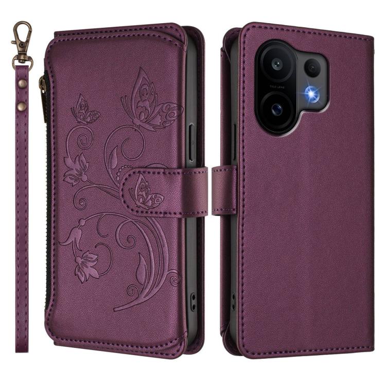 For vivo S30 Butterfly Love Flower Multi-card Zipper Wallet Leather Phone Case