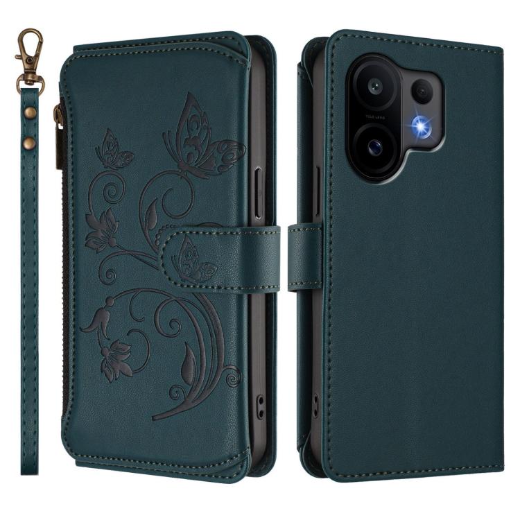 For vivo S30 Butterfly Love Flower Multi-card Zipper Wallet Leather Phone Case