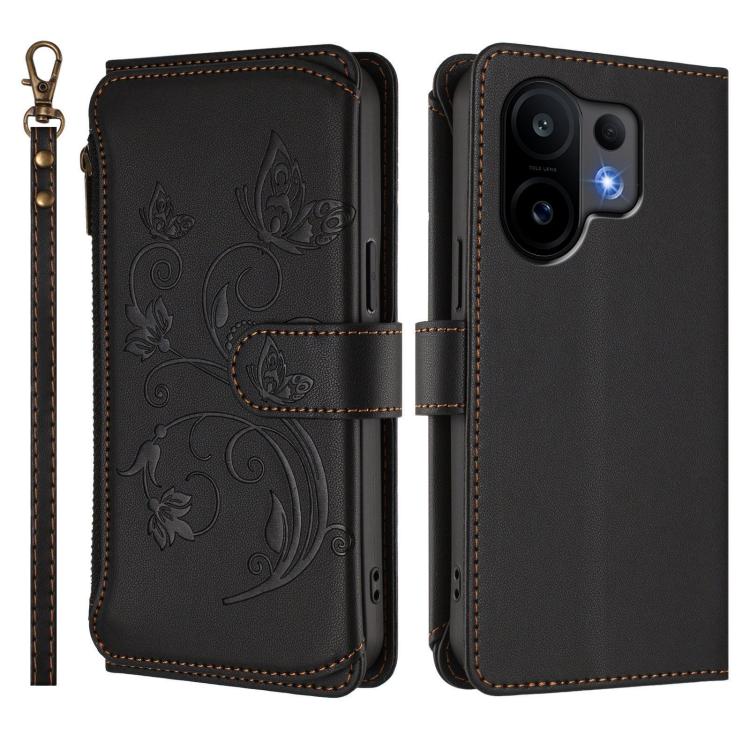 For vivo S30 Butterfly Love Flower Multi-card Zipper Wallet Leather Phone Case