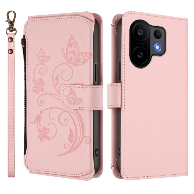 For vivo S30 Butterfly Love Flower Multi-card Zipper Wallet Leather Phone Case