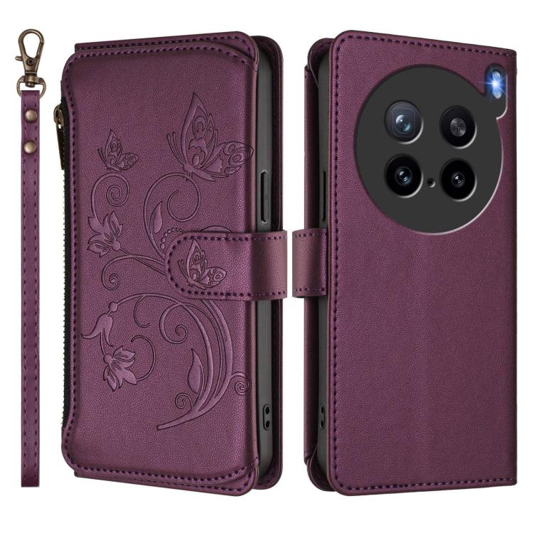 For vivo X200s Butterfly Love Flower Multi-card Zipper Wallet Leather Phone Case