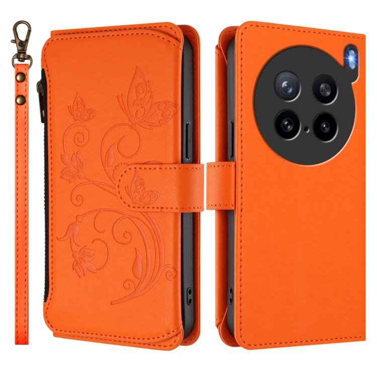 For vivo X200s Butterfly Love Flower Multi-card Zipper Wallet Leather Phone Case