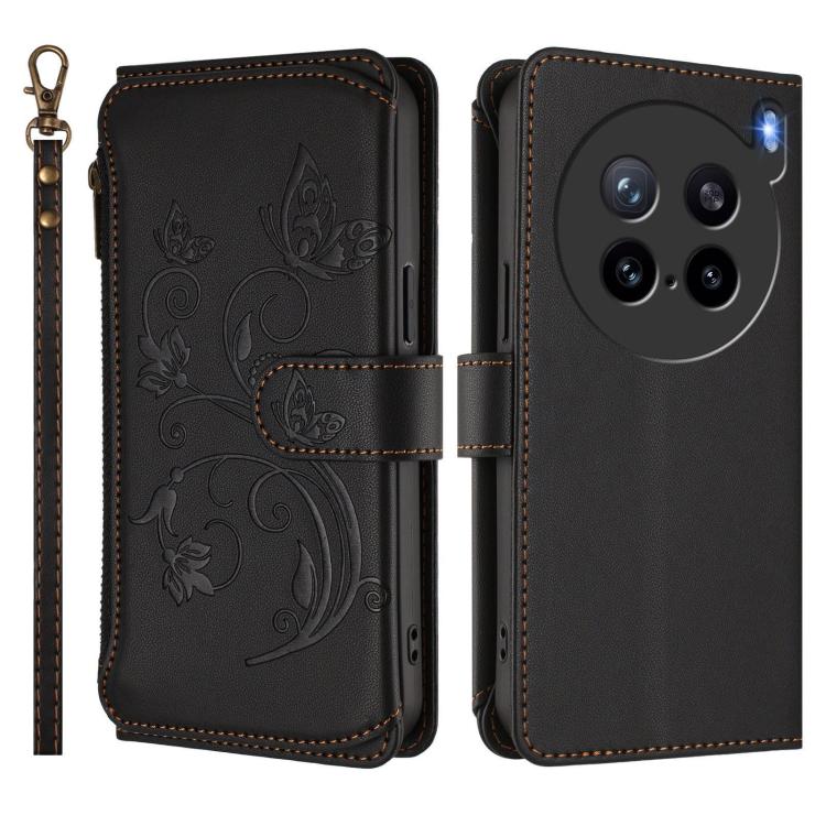 For vivo X200s Butterfly Love Flower Multi-card Zipper Wallet Leather Phone Case