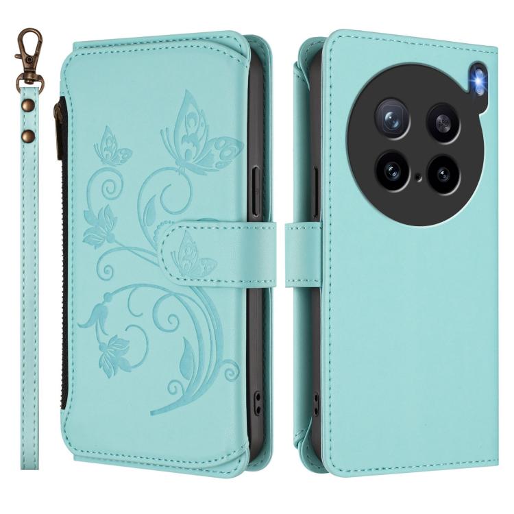 For vivo X200s Butterfly Love Flower Multi-card Zipper Wallet Leather Phone Case