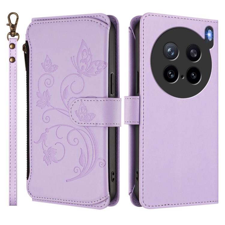 For vivo X200s Butterfly Love Flower Multi-card Zipper Wallet Leather Phone Case