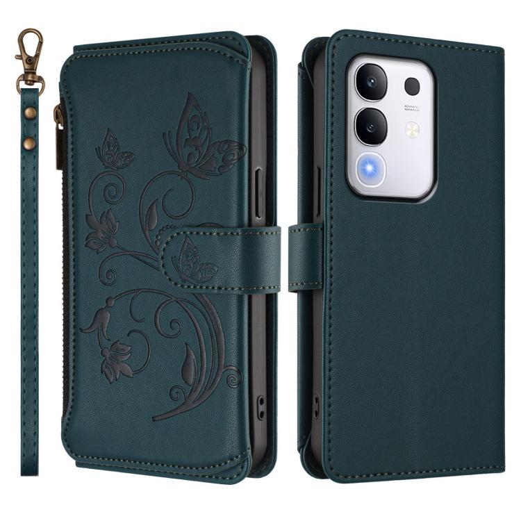 For vivo Y29 4G Global / T4x 5G Butterfly Love Flower Multi-card Zipper Wallet Leather Phone Case