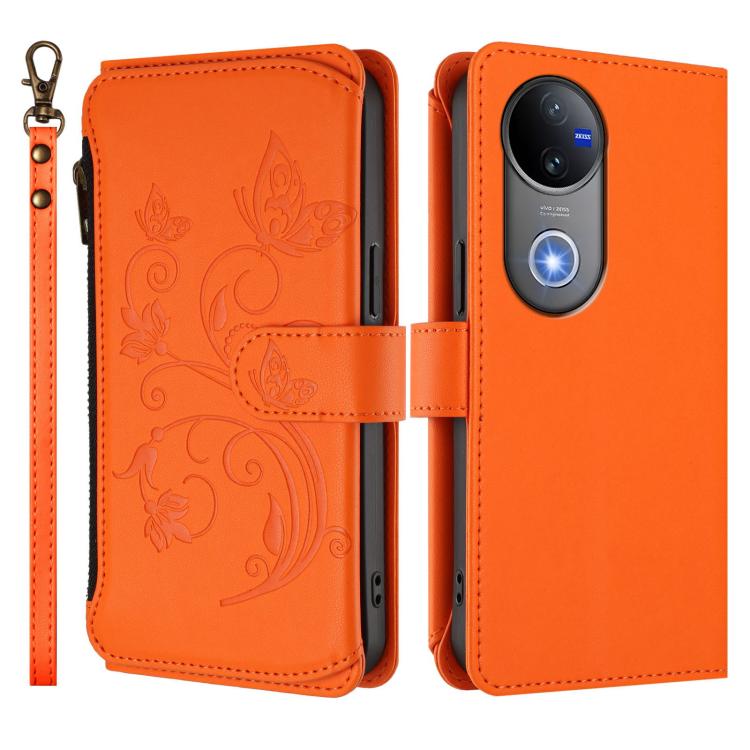For vivo V50 5G Global / V50e 5G Butterfly Love Flower Multi-card Zipper Wallet Leather Phone Case