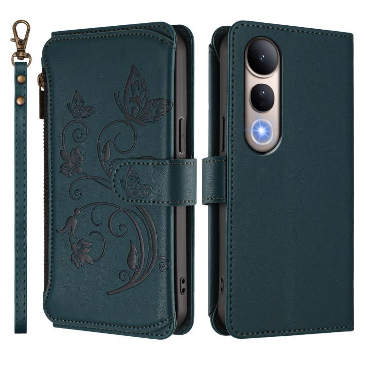 For vivo V50 Lite 5G Global /V50 Lite 4G Butterfly Love Flower Multi-card Zipper Wallet Leather Phone Case