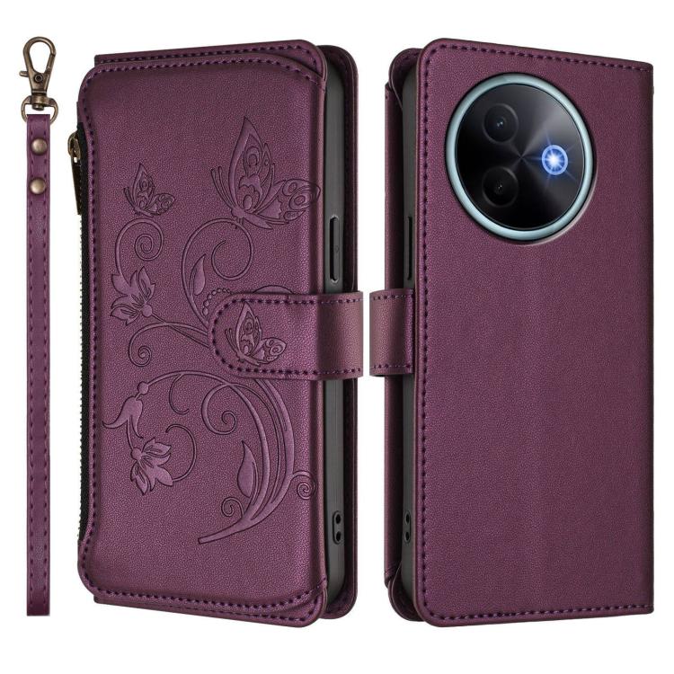 For vivo Y39 5G Global / Y300i 5G Butterfly Love Flower Multi-card Zipper Wallet Leather Phone Case