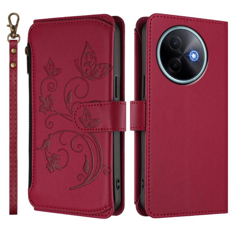 For vivo Y39 5G Global / Y300i 5G Butterfly Love Flower Multi-card Zipper Wallet Leather Phone Case