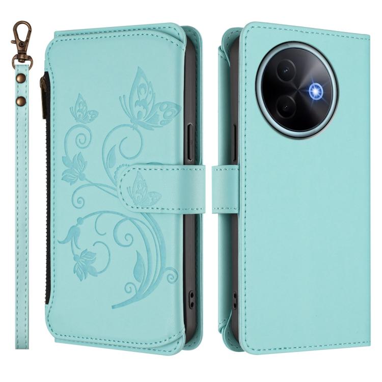 For vivo Y39 5G Global / Y300i 5G Butterfly Love Flower Multi-card Zipper Wallet Leather Phone Case