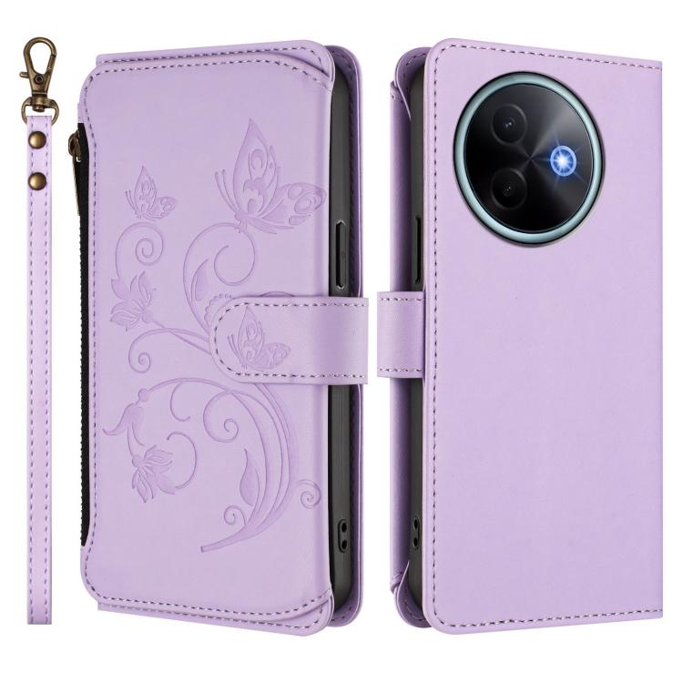 For vivo Y39 5G Global / Y300i 5G Butterfly Love Flower Multi-card Zipper Wallet Leather Phone Case