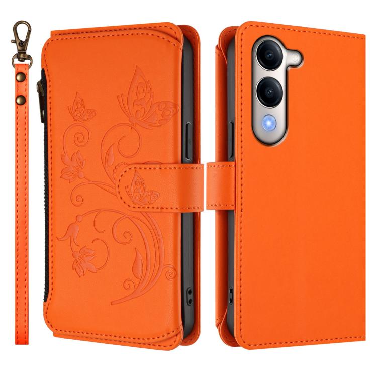 For vivo Y29s 5G / Y04 5G Global Butterfly Love Flower Multi-card Zipper Wallet Leather Phone Case