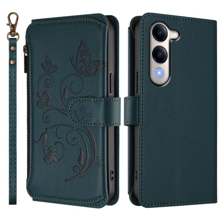 For vivo Y29s 5G / Y04 5G Global Butterfly Love Flower Multi-card Zipper Wallet Leather Phone Case