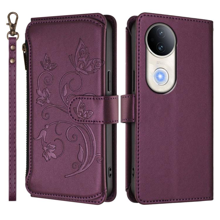 For vivo S20 5G Butterfly Love Flower Multi-card Zipper Wallet Leather Phone Case