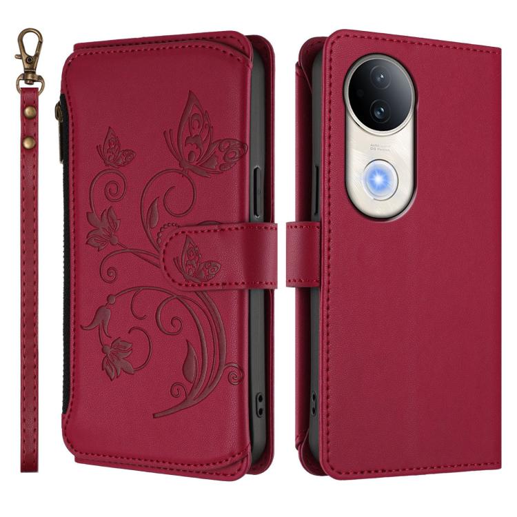 For vivo S20 5G Butterfly Love Flower Multi-card Zipper Wallet Leather Phone Case
