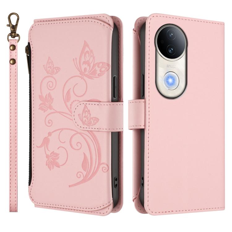 For vivo S20 5G Butterfly Love Flower Multi-card Zipper Wallet Leather Phone Case