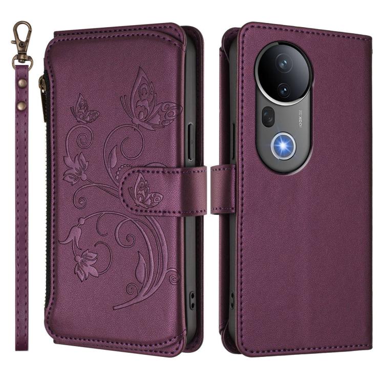 For vivo S20 Pro 5G Butterfly Love Flower Multi-card Zipper Wallet Leather Phone Case