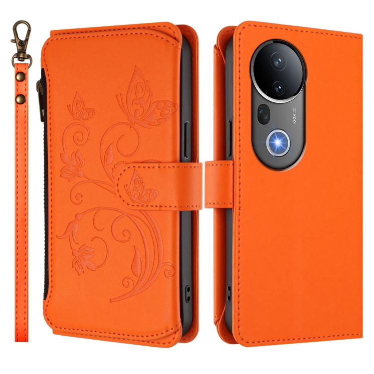 For vivo S20 Pro 5G Butterfly Love Flower Multi-card Zipper Wallet Leather Phone Case