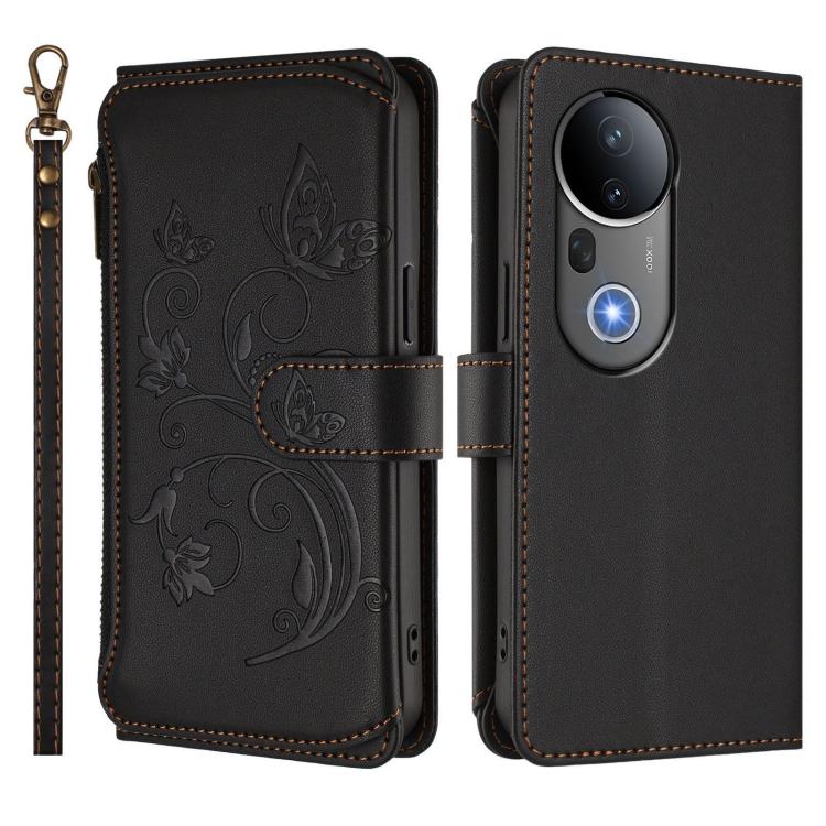 For vivo S20 Pro 5G Butterfly Love Flower Multi-card Zipper Wallet Leather Phone Case