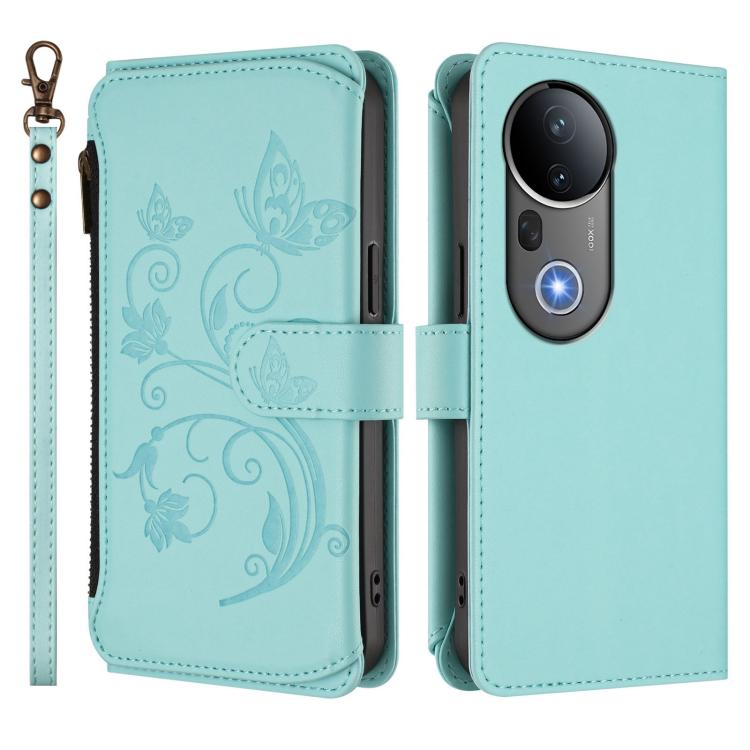 For vivo S20 Pro 5G Butterfly Love Flower Multi-card Zipper Wallet Leather Phone Case