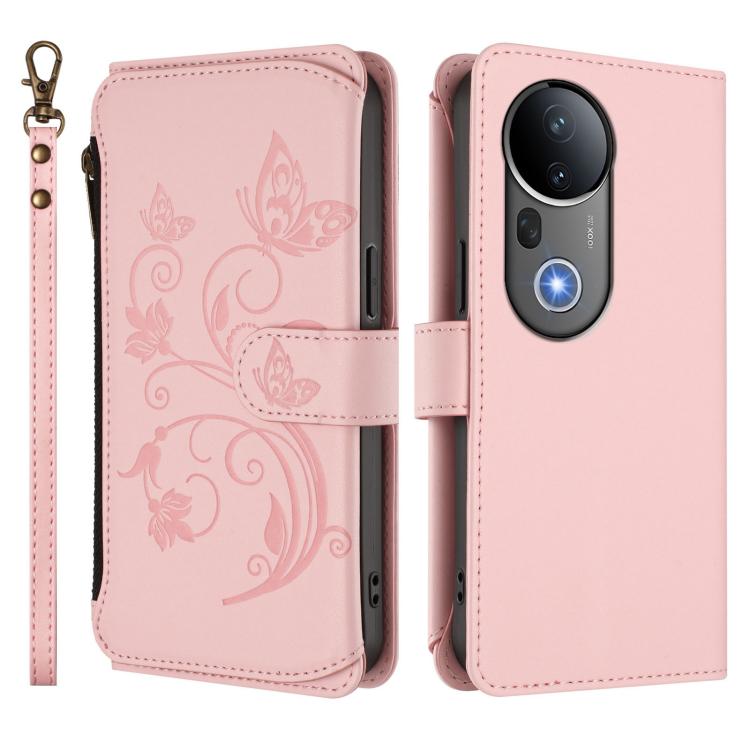 For vivo S20 Pro 5G Butterfly Love Flower Multi-card Zipper Wallet Leather Phone Case
