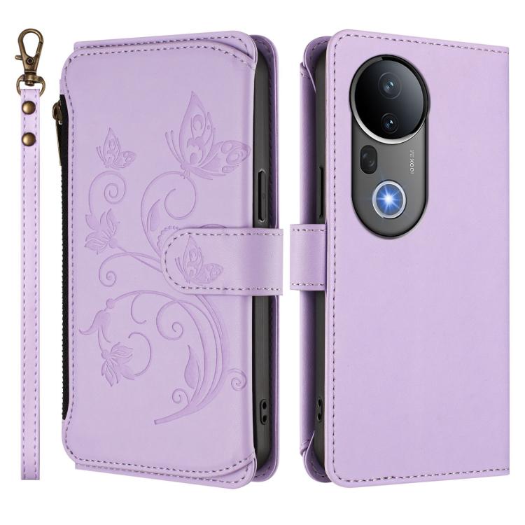 For vivo S20 Pro 5G Butterfly Love Flower Multi-card Zipper Wallet Leather Phone Case