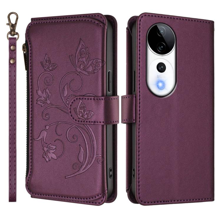 For vivo V40 5G / V40 Pro 5G Butterfly Love Flower Multi-card Zipper Wallet Leather Phone Case