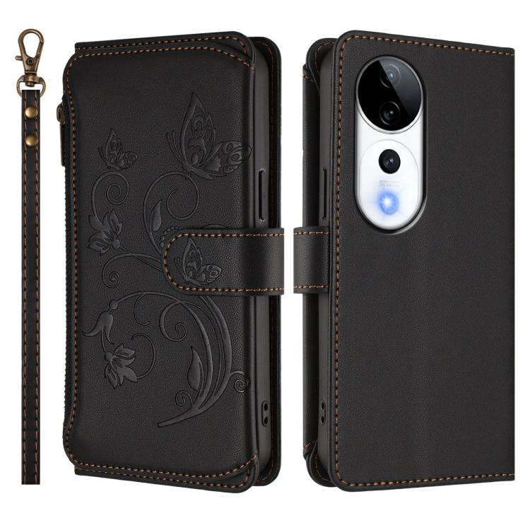 For vivo V40 5G / V40 Pro 5G Butterfly Love Flower Multi-card Zipper Wallet Leather Phone Case