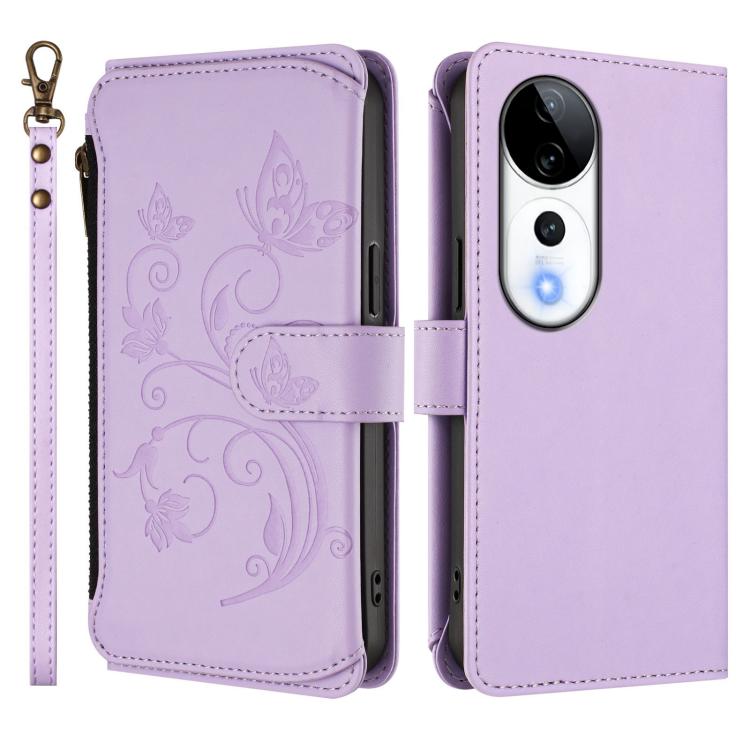 For vivo V40 5G / V40 Pro 5G Butterfly Love Flower Multi-card Zipper Wallet Leather Phone Case