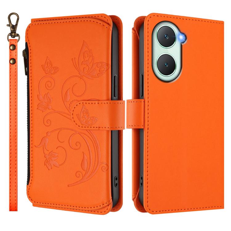 For vivo Y03 / Y18 Global / Y28s 5G Butterfly Love Flower Multi-card Zipper Wallet Leather Phone Case