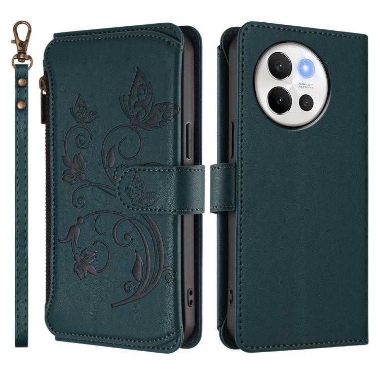 For vivo V40 Lite 5G / V30e 5G Butterfly Love Flower Multi-card Zipper Wallet Leather Phone Case