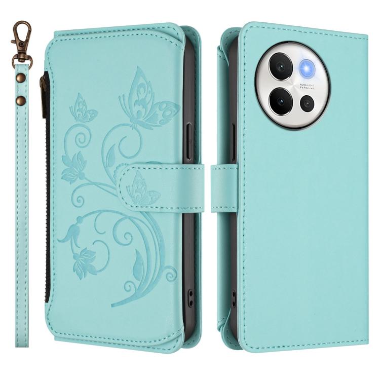 For vivo V40 Lite 5G / V30e 5G Butterfly Love Flower Multi-card Zipper Wallet Leather Phone Case