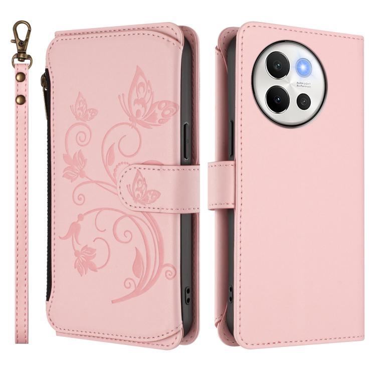 For vivo V40 Lite 5G / V30e 5G Butterfly Love Flower Multi-card Zipper Wallet Leather Phone Case
