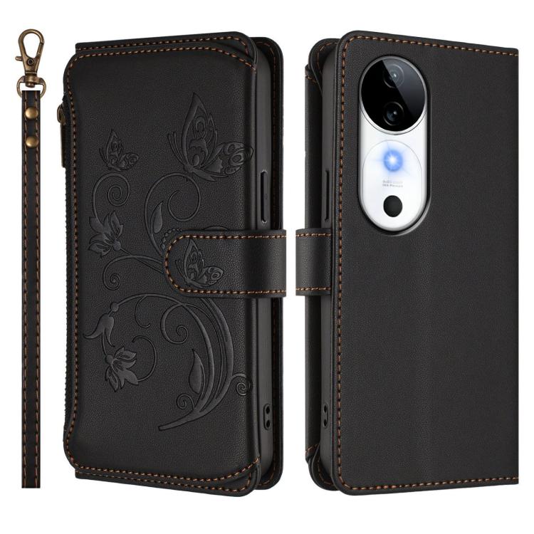 For vivo S19 Butterfly Love Flower Multi-card Zipper Wallet Leather Phone Case