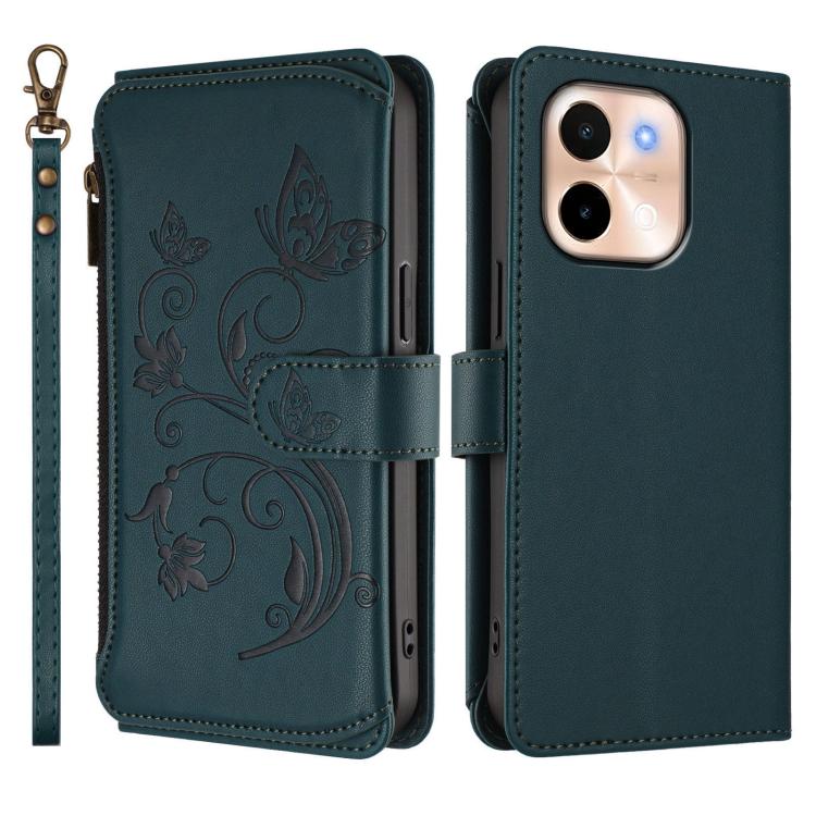 For vivo Y28 4G Global Butterfly Love Flower Multi-card Zipper Wallet Leather Phone Case